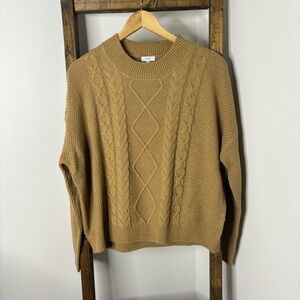 VOY Tan Cable Knit Sweater S